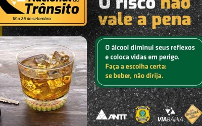 Semana Nacional do Trânsito: campanha alerta para os perigos de dirigir após o consumo de álcool 