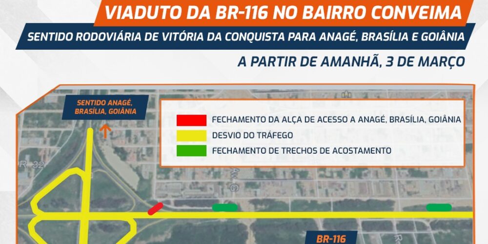 VIABAHIA informa mudanças no tráfego em trecho da BR-116, em Vitória da Conquista
